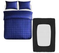 Lazzaro 4 Pcs King Size Duvet Cover Sets with Matching Black King Size Fitted Sheets 40 cm Extra Deep Pocket - Premium Microfibre Reversible Quilt Cover Bedding Set For All Seasons
