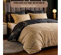 Lazzaro Coffee Double Duvet Set Premium Brushed Microfiber Duvet Cover Double Ultrasoft Hypoallergenic With Zipper Closure