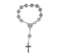 lazzaro italy Travel Rosary Saint Benedict of Nursia - Silver Plated Catholic Decade - Prayer for men and women