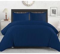 Lazzaro Satin Stripe Double Duvet Set - Premium Hotel Quality Quilt Cover Double Bedding Set 3 Pcs - Hypoallergenic Ultra Soft Double Duvet Cover With Zipper Closure