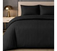Lazzaro Satin Stripe King Size Duvet Cover Sets - Premium Hotel Quality Quilt Cover King Size Bedding Set 3 Pcs - Ultra Soft Hypoallergenic Kingsize Duvet Cover Sets With Zipper Closure