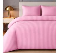 Lazzaro Satin Stripe King Size Duvet Cover Sets - Premium Hotel Quality Quilt Cover King Size Bedding Set 3 Pcs - Ultra Soft Hypoallergenic Kingsize Duvet Cover Sets With Zipper Closure