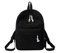 Lazzboy Bag Women Girls Vintage Corduroy Soft Backpacks Solid Plain Student Bags Striped School Daypack(Black,11.02(L) x4.72(W) x15.75.0(H))