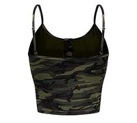 Lazzboy Camisole Crop Top Women Vest Tank Sleeveless Military Camo Print Straps Cool Newchic Ladies Party Clubwear Blouse (M(10),Green-Camouflage 2)
