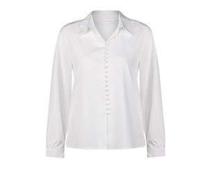 Lazzboy Shirt Tops Womens Long Sleeve Plain Elegant Beading Button Ladies Work Daily Blouse Size 6-14(S(6),Cream)