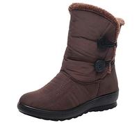 Lazzboy Women Boot Booties Snow Flat Low Heel Winter Waterproof Faux Fur Warm Lined Shoes