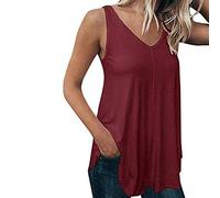Lazzboy Women Vest Tank Plain Solid Sleeveless Camisole Size 6-16 Ladies Cami Slouch Loose Top(4XL(14-16),Wine)
