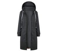 Lazzboy Womens Coats Jackets Hoodie Plain Pocket Zipper Hooded Trench Windbreaker Oversized Plus Size,UK 8-22 (2XL(16),Grey)