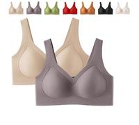 Lazzda Jelly Bra, 2026 New Strip Wireless Push-Up for Women,Seamless Soft Comfort Lifting Wire-Free Bra(Skin+Coffee,M)