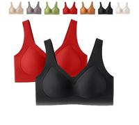 Lazzda Jelly Bra, 2026 New Strip Wireless Push-Up for Women,Seamless Soft Comfort Lifting Wire-Free Bra(Red+Black,XL)