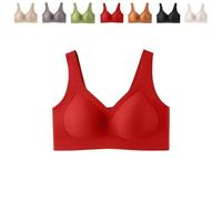 Lazzda Jelly Bra, 2026 New Strip Wireless Push-Up for Women,Seamless Soft Comfort Lifting Wire-Free Bra(Red,XL)