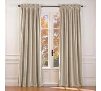Lazzzy Beige Velvet Curtain Thermal Inuslated Curtain 90 Inch Long Soft Luxury Cream Velvet Drape for Bedroom Living Room Darkening Noise Reducing Window Treatment 1 Panel Beige