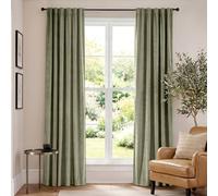 Lazzzy Blackout Curtains Velvet Drapes Rod Pocket 2 Panels (84 inch, Pea Green)
