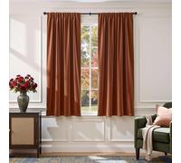 Lazzzy Burnt Orange Velvet Curtains Thermal Insulated 63 Inch Room Darkening Window Drapes Super Soft Luxury Curtains for Living Room Bedroom Rod Pocket, 2 Panels