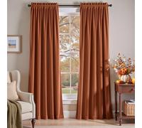 Lazzzy Burnt Orange Velvet Curtains Thermal Insulated 84 Inch Room Darkening Window Drapes Super Soft Luxury Curtains for Living Room Bedroom Rod Pocket, 2 Panels