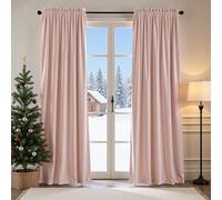 Lazzzy Dust Pink Velvet Curtains Room Darkening Thermal Insulated Curtains 102 Inch Long Window Drapes for Bedroom Living Room Super Soft Luxury Rod Pocket Window Treatment, 2 Panels