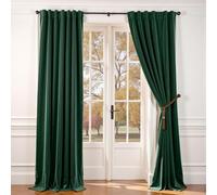 Lazzzy Emerald Green Velvet Curtains 108 Inches Long Blackout Drapes for Bedroom Living Window Treatments Rod Pocket 2 Panels, W62 x L108