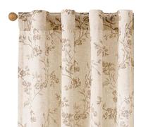 Lazzzy Floral Linen Curtains Farmhouse Extra Long Curtain for Living Room Bedroom Light Filtering Vintage Rod Pocket Back Tab Drapes for Home, 2 Panels, Taupe on Beige, W38 X L108