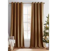 Lazzzy Gold Brown Blackout Velvet Curtains - Thermal Insulated, 84 Inch Length Drapes for Bedroom & Living Room Darkening Window Treatments with Grommet