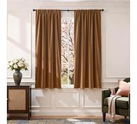 Lazzzy Gold-colored Velvet Blackout Curtain, Thermal Insulated, Soft, Luxurious, Noise Reducing, Velvet Window Curtain for Children's Room, Bedroom, Living Room, 1 Panel, Gold Brown