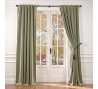Lazzzy Green Velvet Curtains 84 Inch Long Blackout Thermal Insulated Room Darkening Lined Curtain Drapes Luxury Back Tab Window Treatments for Bedroom Living Room 2 Panels, 52 x 84 Inch, Olive Sage