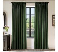 Lazzzy Green Velvet Curtains 90 Inch Length Blackout Pinch Pleated Room Darkening Drapes Luxury Back Tab Thermal Window Treatments for Bedroom Living Room 2 Panels, 52 x 90 Inch, Moss Green