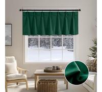 Lazzzy Green Velvet Valance Curtains Thermal Insulated Blackout ValancesLuxury Small Short Window Curtain for Kitchen Bathroom Living Room Rod Pocket Curtain Valance, W52 x L18, 1 Panel, Emerald Green