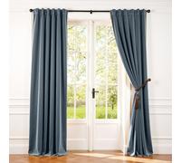 Lazzzy Velvet 90 inch Curtains 2 Panel Set Blue Blackout Curtains Thermal Insulated Drapes for Bedroom Living Room Window Treatments Super Soft Luxury Rod Pocket Aegean Blue