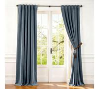 Lazzzy Velvet Blackout Curtains Blue Thermal Insulated Curtains 96 Inch Long Room Darkening Heavy Duty Soft Luxury Velvet Drapes for Bedroom Window Treatment 2 Panels Rod Pocket Dark Slate Blue