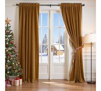 Lazzzy Velvet Blackout Curtains Brown Thermal Insulated Drapes for Bedroom Living Room Darkening 108 Inches Extra Long Window Treatments Super Soft Luxury Rod Pocket 2 Panels Gold Brown