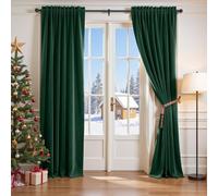 Lazzzy Velvet Blackout Curtains Green Thermal Insulated Drapes for Bedroom Living Room Blackout 120 Inches Extra Long Window Treatments Super Soft Luxury Rod Pocket 2 Panels Emerald Green