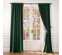 Lazzzy Velvet Blackout Curtains Green Thermal Insulated Drapes for Bedroom Living Room Darkening 102 Inches Extra Long Window Treatments Super Soft Luxury Rod Pocket 2 Panels Emerald Green
