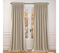 Lazzzy Velvet Blackout Curtains Thermal Insulated Room Window Drapes Super Soft Luxury Curtains for Living Room Bedroom Rod Pocket 2 Panels, Beige, 62" W x 120" L