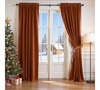 Lazzzy Velvet Blackout Curtains Thermal Insulated Room Window Drapes Super Soft Luxury Curtains for Living Room Bedroom Rod Pocket 2 Panels, Burnt Orange, 52" W x 108" L