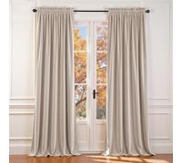 Lazzzy Velvet Blackout Curtains Thermal Insulated Room Window Drapes Super Soft Luxury Curtains for Living Room Bedroom Rod Pocket 2 Panels, Oatmeal, 52" W x 84" L