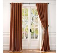 Lazzzy Velvet Blackout Curtains Thermal Insulated Room Window Drapes Super Soft Luxury Curtains for Living Room Bedroom Rod Pocket 2 Panels, Burnt Orange, 52" W x 120" L