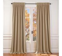 Lazzzy Velvet Curtain Beige Thermal Insulated Curtains 102 Inch Long Drapes for Bedroom Living Room Light Filtering Window Treatments Rod Pocket, Set of 2, Latte