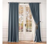 Lazzzy Velvet Curtains Blue Room Blackout Drapes for Bedroom Living Window Treatments Luxury Rod Pocket 84 Inches Long 2 Panels, Aegean Blue, W62 x L84