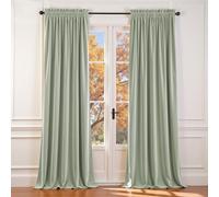 Lazzzy Velvet Green Curtains Blackout Thermal Insulated Curtains 102 Inch Length Window Drapes for Bedroom Living Room Super Soft Luxury Rod Pocket Window Treatment 2 Panels, Grey Sage