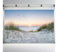LB 10x8ft Sunset Beach Backdrop Tropical Seaside Sunset Nature Landscape Blue Sky Background for Photography Birthday Baby Shower Wedding Camping Banner Photoshoot Photo Booth Props
