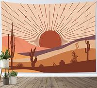LB Abstract Mountain Tapestry Brown Tropical Cactus Tapestry Wall Hanging Boho Sunset Tapestries Bedroom Living Room Dorm Wall Decor,92x70 inch