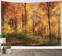 LB Autumn Forest Tapestry Yellow Trees with Sunshine on Mountain Tapestry Wall Hanging Nature Scenery Tapestries for Living Room Bedroom Dorm Wall Decor,92x70 inch