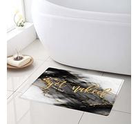 LB Black and Gold Marble Bathroom Rug Funny Quote Get Naked Non Slip Bath Mat Abstract Geometric Art Doormat Memory Foam Super Absorbent Floor Mats,24x16 Inch