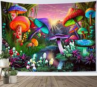 LB Colourful Mushroom Tapestry Trippy Forest Wall Hanging Fairy Tale Tapestries Psychedelic Plants Poster for Living Room Bedroom Ceiling Dorm Wall Decor,78x59 inch