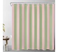 LB Green and Pink Striped Shower Curtain Abstract Geometric Shower Curtains for Bathroom Modern Art Polyester Anti Mould Waterproof Extra Long Bath Curtain Set with Hooks,78Lx71W inches
