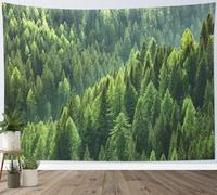 LB Green Forest Tapestry Trees in Mountain Tapestry Wall Hanging Nature Scenery Tapestries for Living Room Bedroom Dorm Wall Decor,92x70 inch