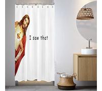 LB Jesus Christ Small Stall Shower Curtain 48 x 68 inch, Funny Quotes I Saw That on White Shower Curtain Liner, Narrow Shower Curtain for Bathroom Decor, 48 inch Fabric Shower Curtain Set with Hooks