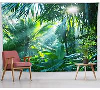 LB Jungle Tapestry Tropical Palm Leaf Wall Hanging Tapestry Green Botanical Plant Tapestries for Living Room Bedroom Dorm Wall Decor,92x70 inch