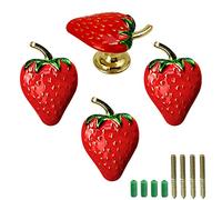 LB-LAIBA Strawberry Coat Hooks Wall Mounted, Fruit Single Hooks for Hanging Hats Jacket Bags Towels Keys Scarf Closets Entryway Bathroom Home Decorative Wall Hooks 4 Pieces