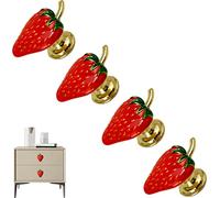 LB-LAIBA Strawberry Drawer Knobs Single Hole Cabinet Knobs for Dresser Wardrobes Furniture Door Handles Fruit Pulls Home Hardware Decorative 4 pieces（Red）